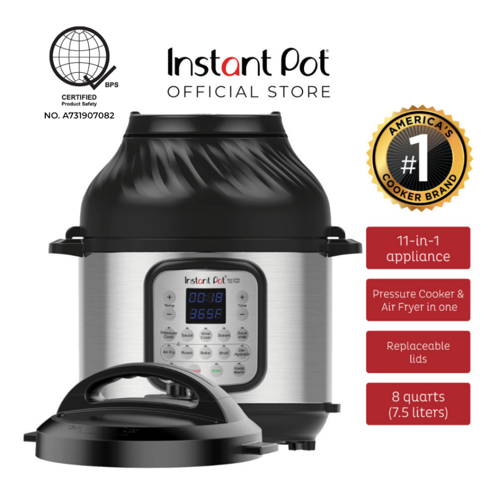 Instant Pot Duo Crisp 11 in 1 Air Fryer Electric Pressure Cooker with Multicooker Lid 8 QT 7.5 L Shopee Philippines