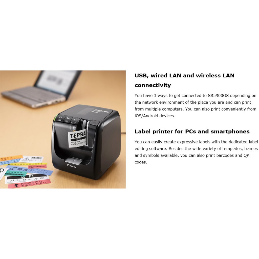 KING JIM TEPRA PRO SR5900GS Label Printer – Wireless, LAN, USB, Thermal ...
