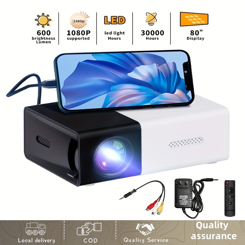 Cordless portable mini room projector for phone bluetooth movie android ...