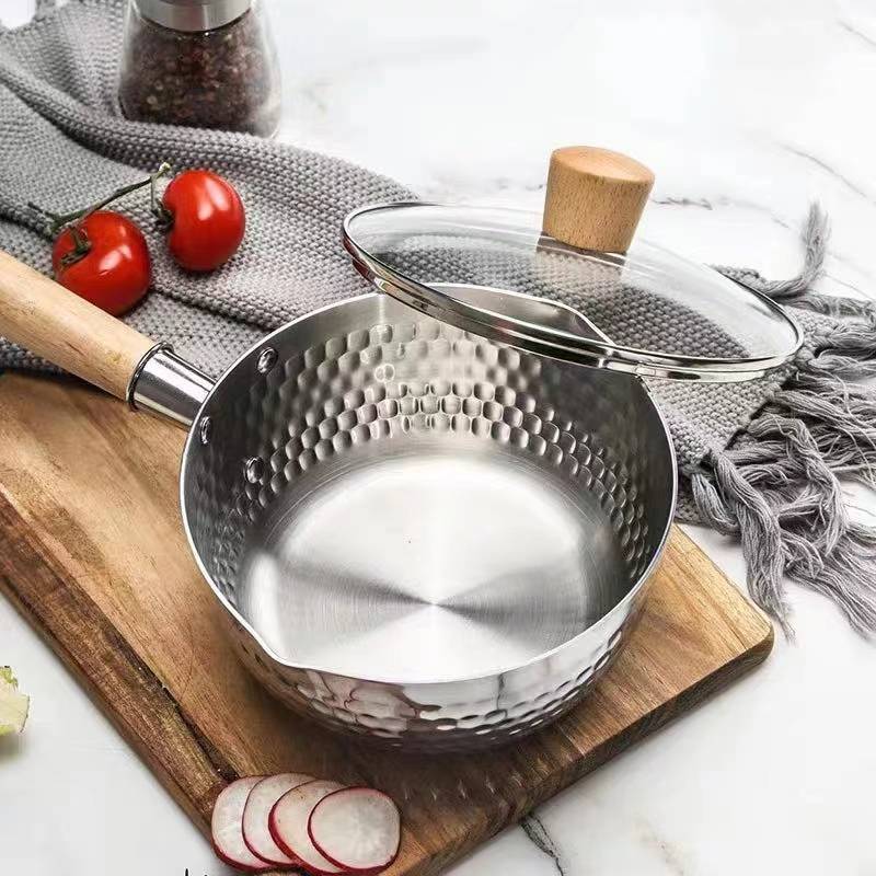 NonStick Coating Saucepan Pot Saucepan Milk Sauce Pan Wooden Stainless