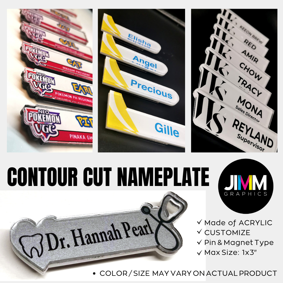 CONTOUR CUT NAMEPLATE/ Name Badge / Name Tag Customized | Shopee ...