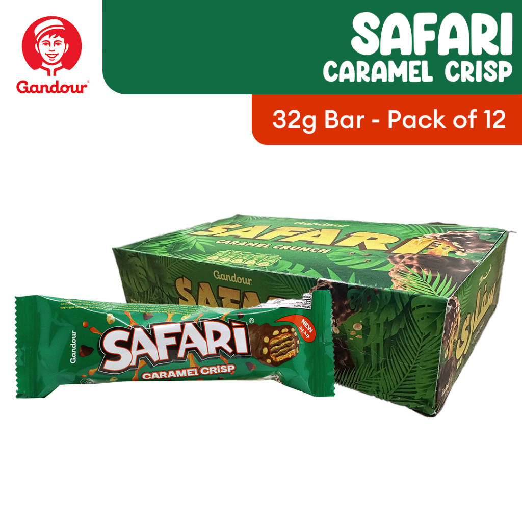 Gandour Safari Caramel Crisp Chocolate 32g 1 Box Pack Of 12