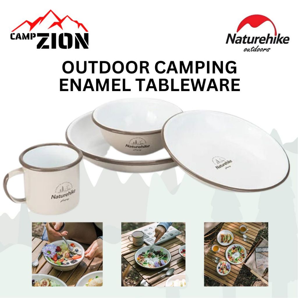 Naturehike Enamel Tableware Outdoor Camping Picnic Printing Enamel Metal  Cup Mugs Bowls Dish Plates