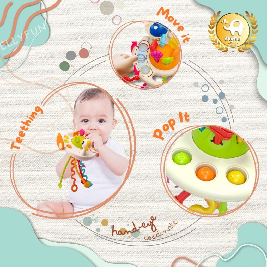 Ellyfun Baby Pull String Sensory Montessori Toys Child Development ...