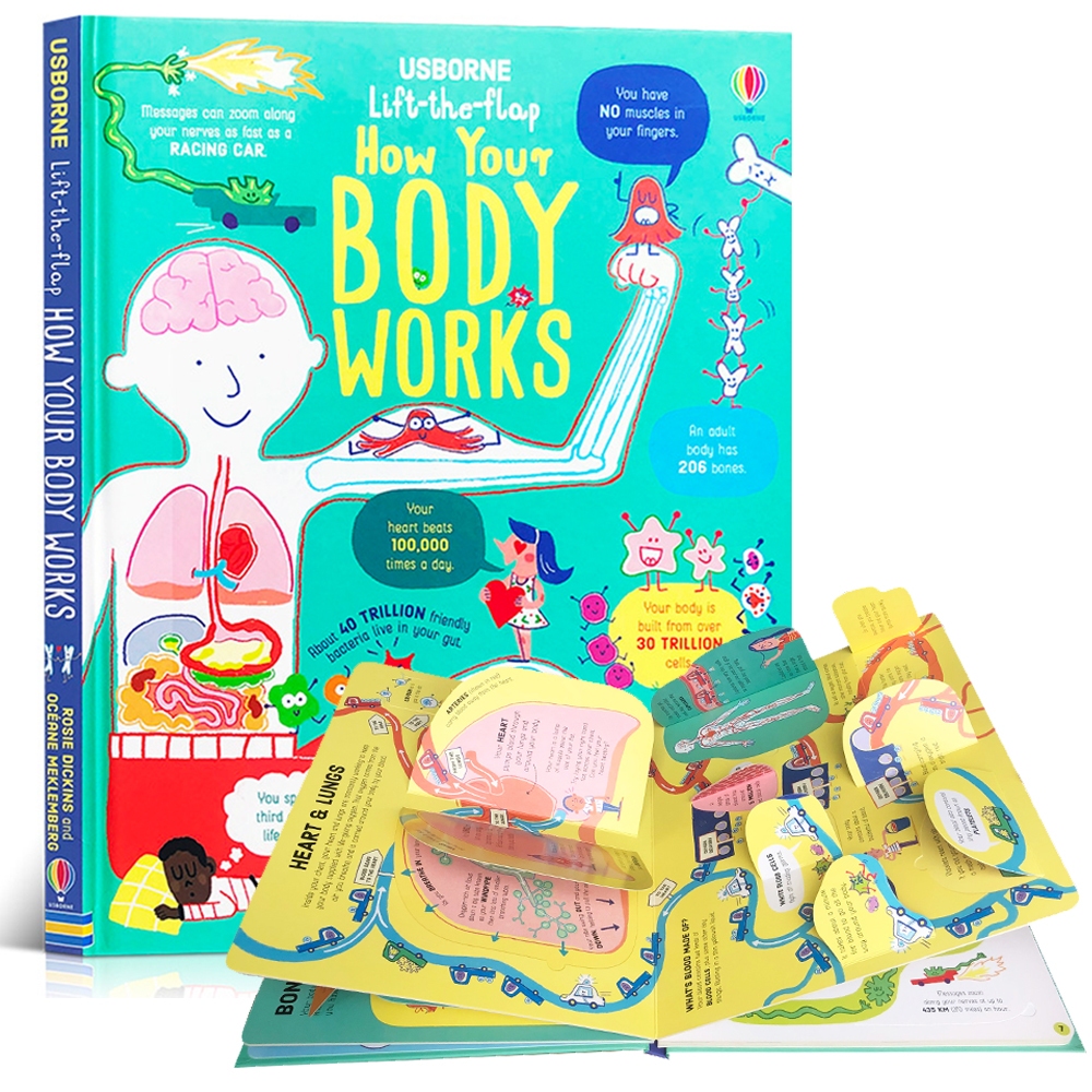 Usborne LifttheFlap How Your Body Works Human Knowledge kids English Science 3D cardboard Book