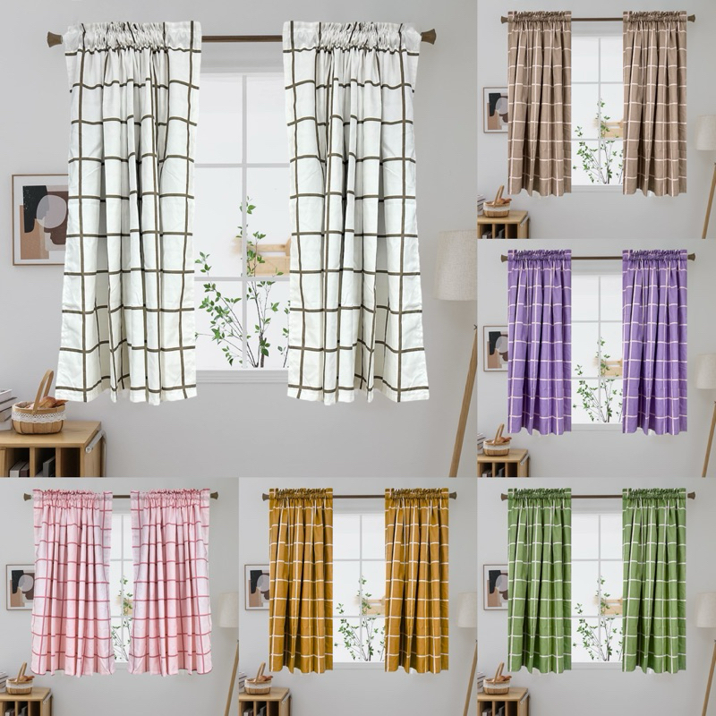 1pc SHORT CURTAIN Printed Canadian Cotton Curtain Rod Type Non Ring ...