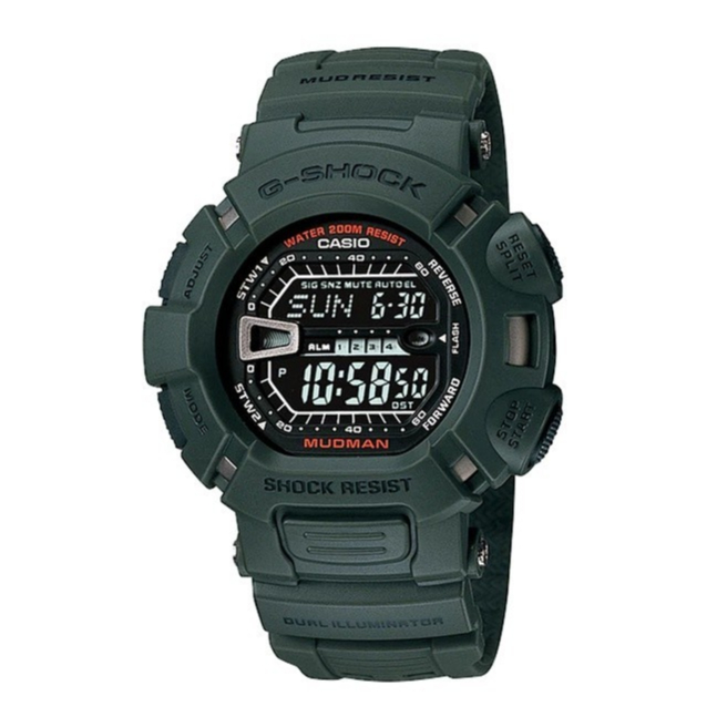 Casio G Shock Mudman G 9000 3VDR Resin Strap 200 Meter World Time Digital Watch