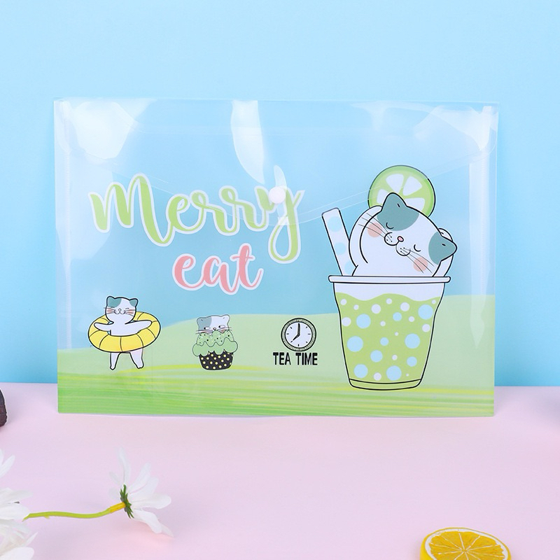 A4 plastic envelope cute cartoon file bag student stationery | Shopee ...