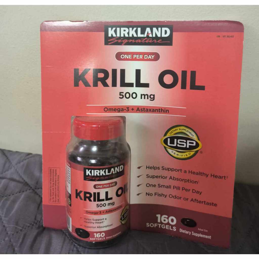 Kirkland Signature Krill Oil 500 mg Omega3 + Astaxanthin 160 softgels