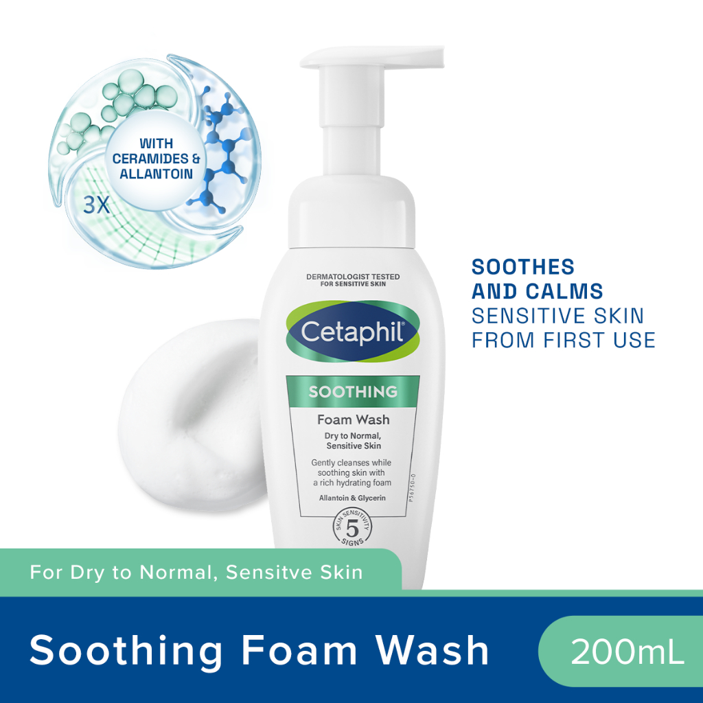 Cetaphil Soothing Foam Wash 200ml [Light & Airy Fine Foaming Cleanser ...