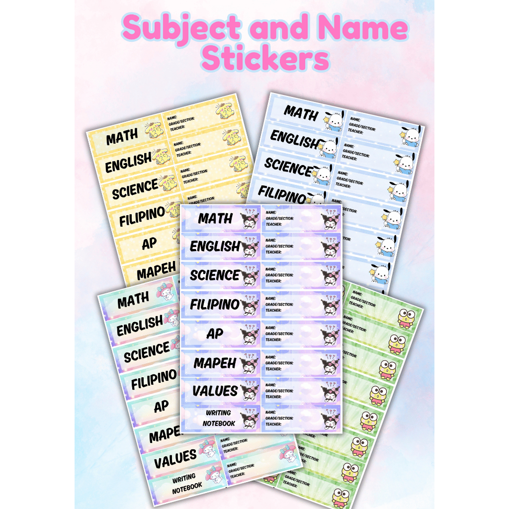 Subject and Name Sticker Set (Any theme) | Shopee Philippines