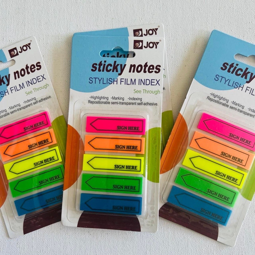 Joy Sticky Notes Stylish Film Index Fluorescent Flags Tabs Page Marker ...