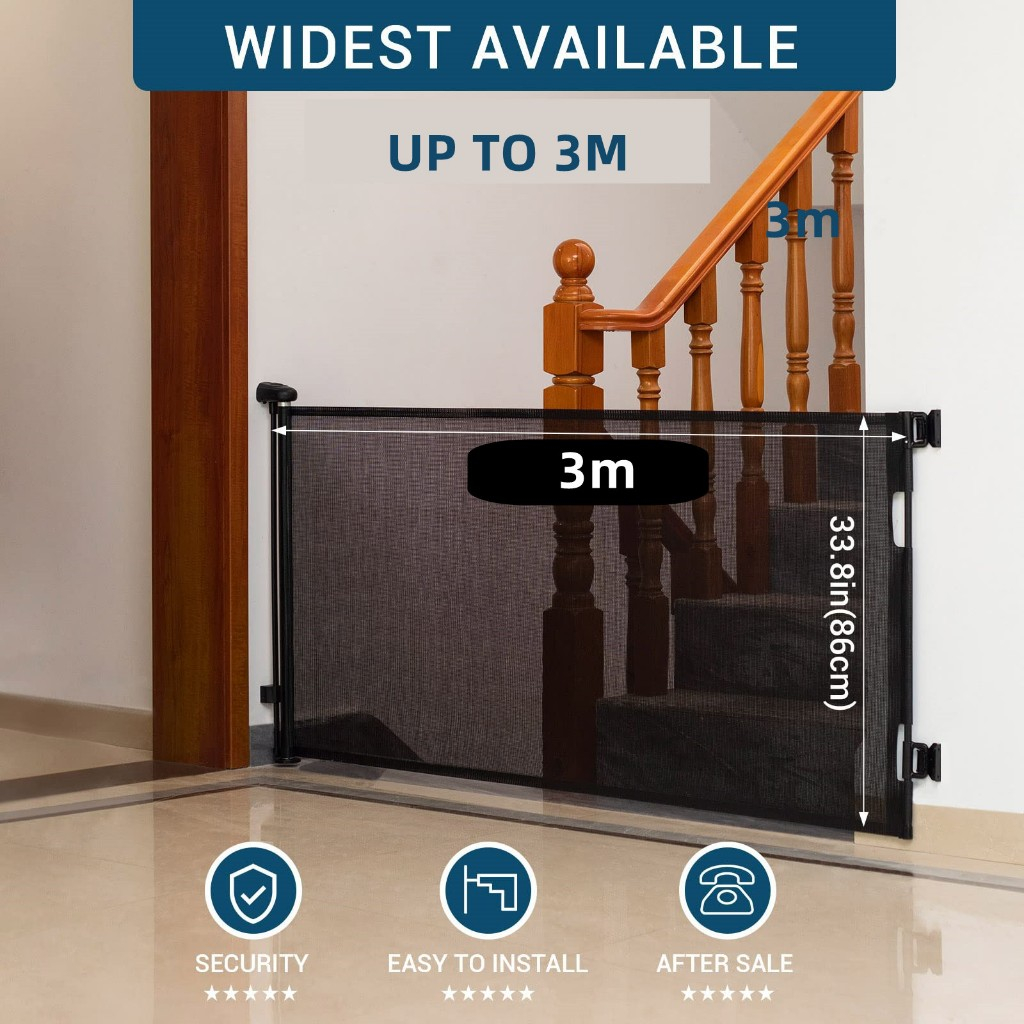 【Free Gift】0~3m Retractable Safety Gate Baby Protection Stairs Door ...