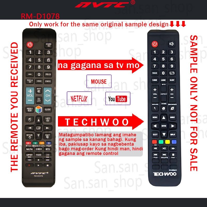 100% work Universal remote control for TECHWOO smart tv curved tv ...
