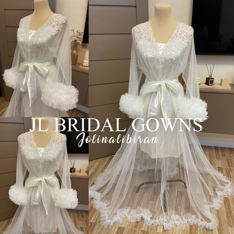 Woman Robe see through ruffles - soft tulle bridal robe with inner ...