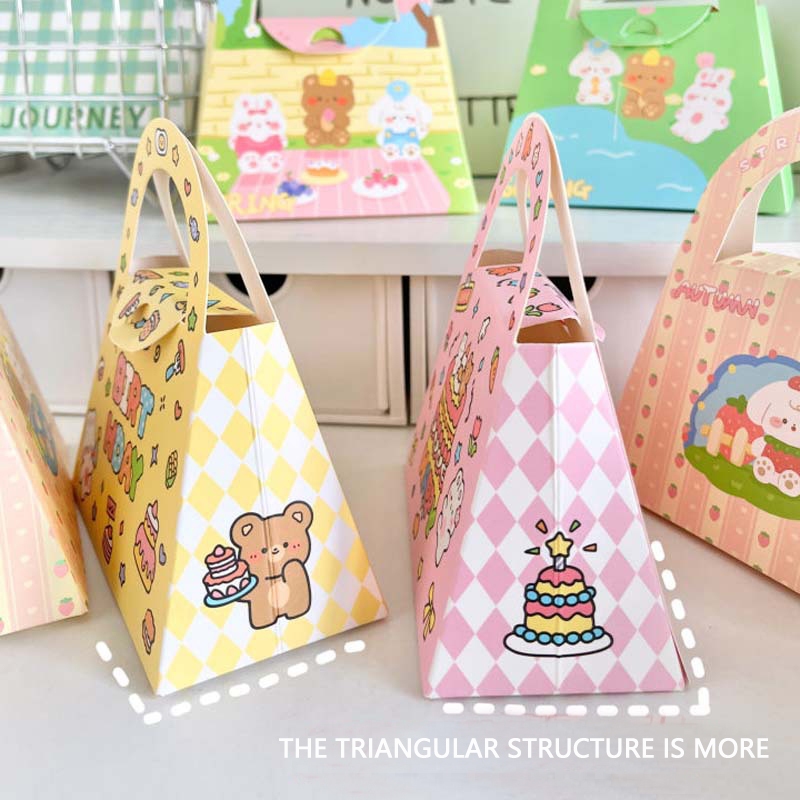 1PC Folded With Handle Gift Cookies Candy Cake Snacks Hard cardboard ...
