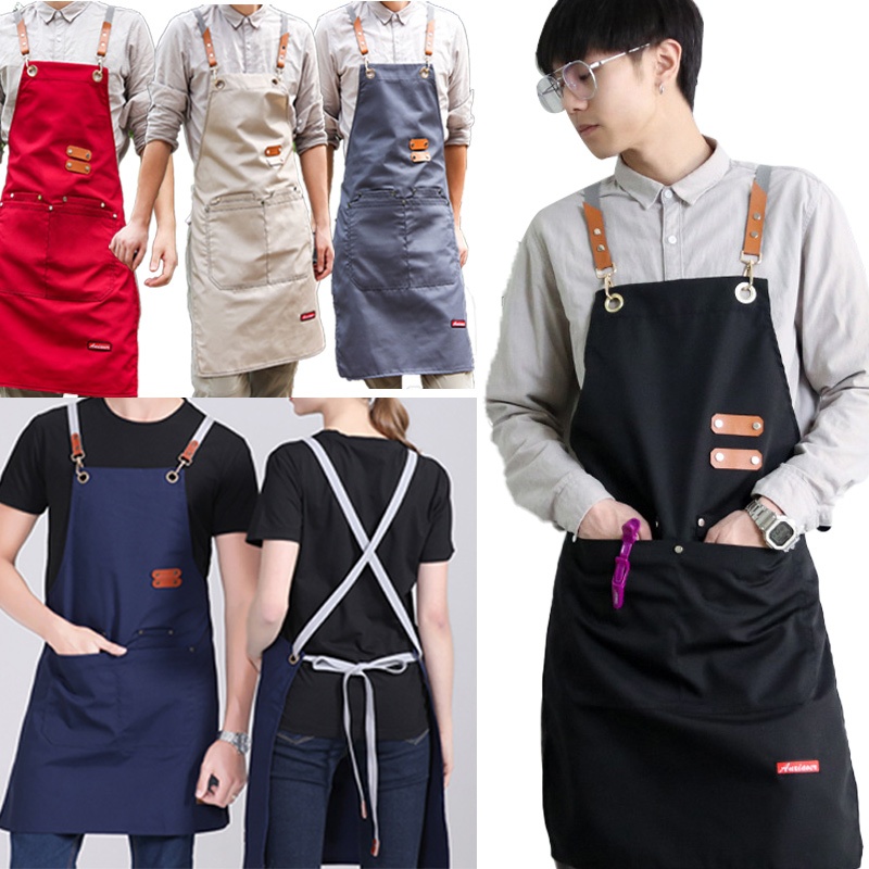 Denim Apron for Women and Men Kitchen Cooking Baking Restaurant Waterproof  Apron with Pocket