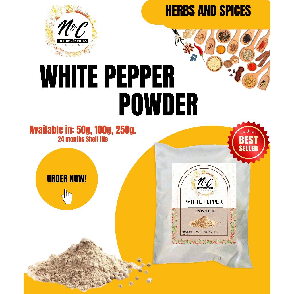 White Pepper Powder 50grams, 100grams, 250grams Herbs & Spices | Shopee ...
