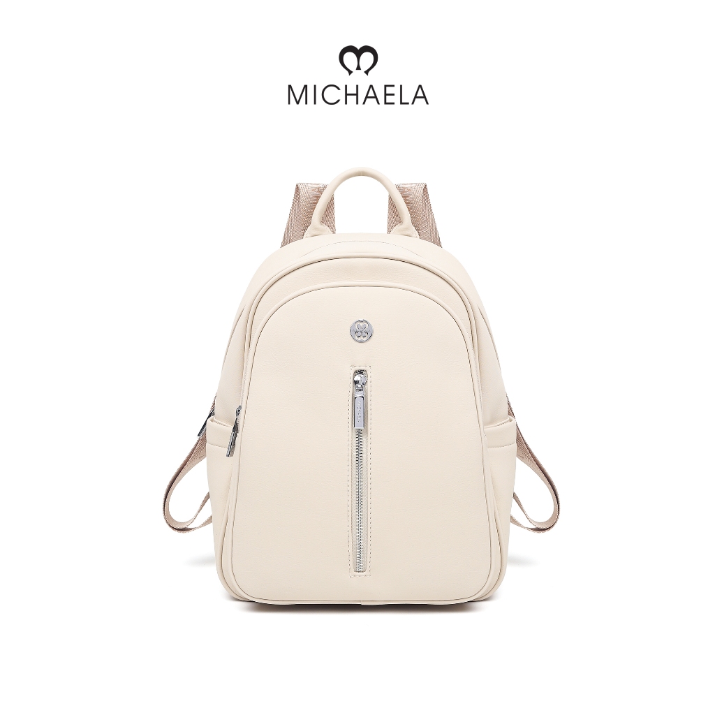 MICHAELA Nylon Textured College Backpack Minimalist Chic for