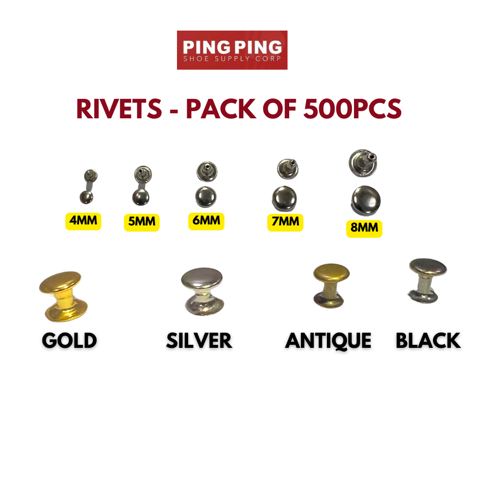 500PCS 4-8mm Metal Rivets Stud for Shoes and Leathercrafts - Gold ...