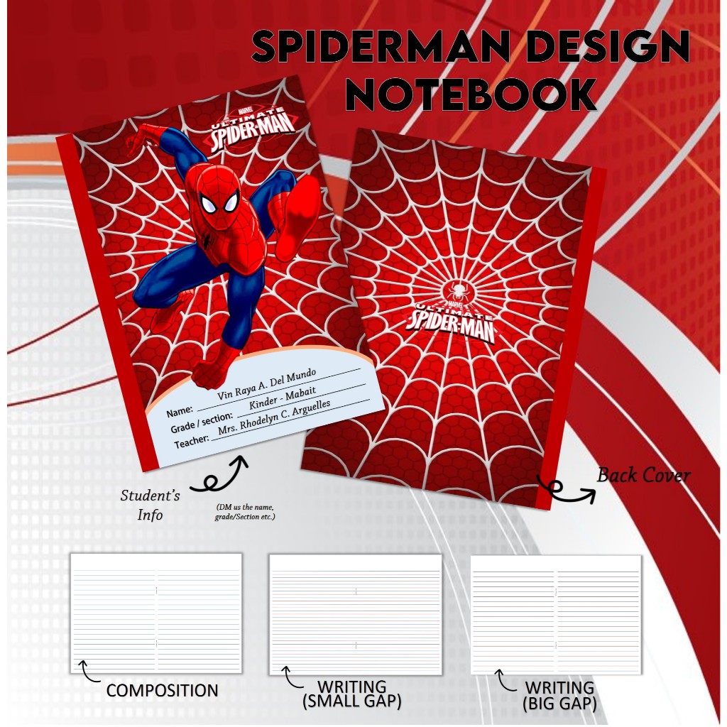 CUSTOMIZE SPIDERMAN STAPLE NOTBOOK FOR GRADE SCHOOLER | Shopee Philippines