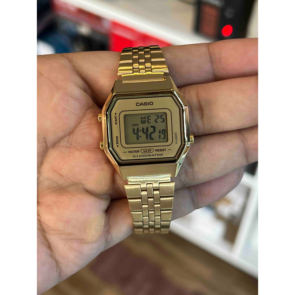 ORIGINAL CASIO Illuminator Digital Gold Ladies Watch LA680WGA 9D CASIO LA680WGA 9D