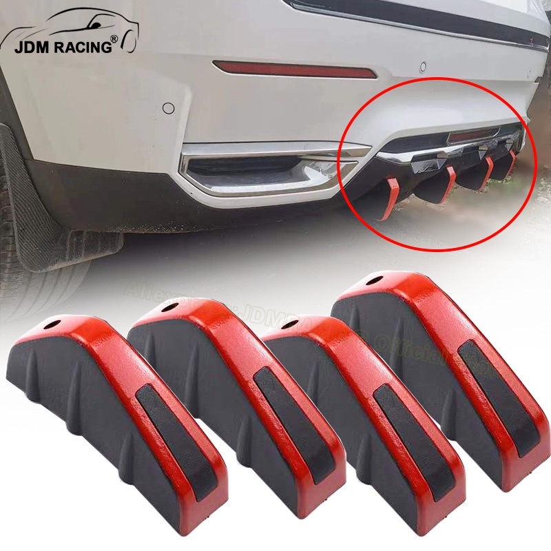 4pcs Red Universal Car Carbon Fiber Pattern Modified Shark Fin Rear ...