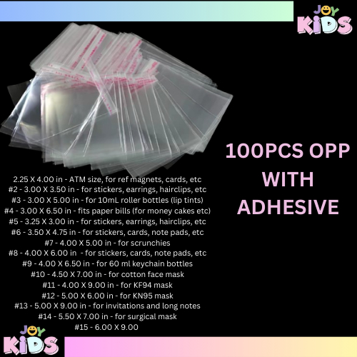 100pcs OPP with Adhesive Clear Plastic Poly Bag (Packaging for Mask ...