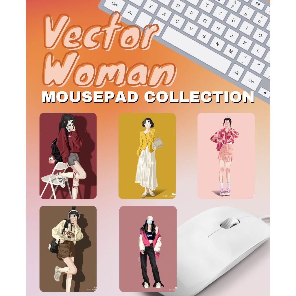 AESTHETIC/TRENDY WOMAN VECTOR MOUSE PAD - OPEN FOR CUSTOMIZE (ADD YOUR ...
