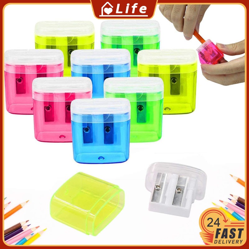 Ready Stock Manual Square Universal Double Hole Plastic Sharpener With ...