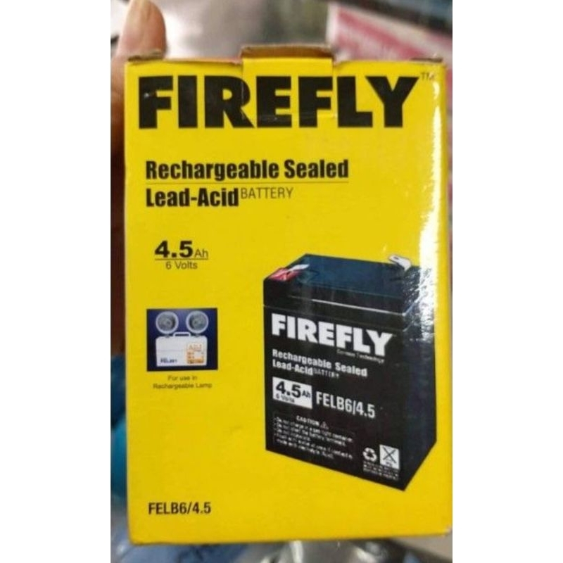 FIREFLY Rechargeable Sealed Lead Acid Battery 4.5Ah/6v FELB6v Dimension ...