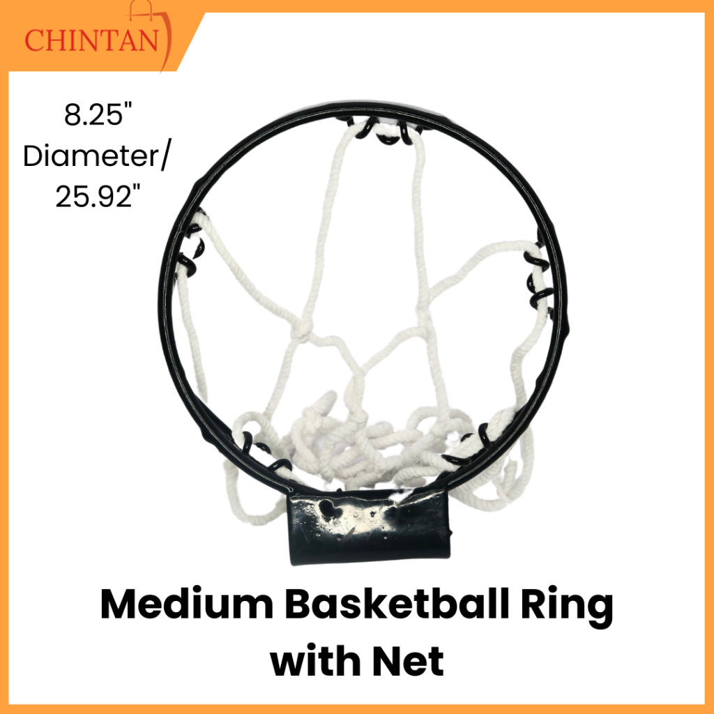 BASKETBALL RING METAL WITH NET MEDIUM 8.25" DIAMETER/25.92" FOR KIDS