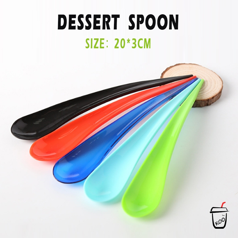 100pcs Dessert Spoon Drop Shape Spoon Ice Cream Milkshake Cake HaloHalo ...