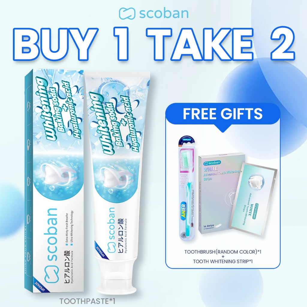 [Buy 1 Get 2]Scoban Whitening Toothpaste+14 Strips White Gel Teeth ...