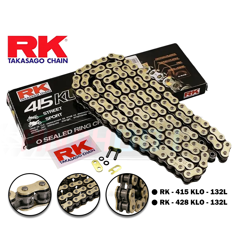 Rk Racing Chain 415/428 KLO-132L O-Ring Oil Seal Golden Chains ...