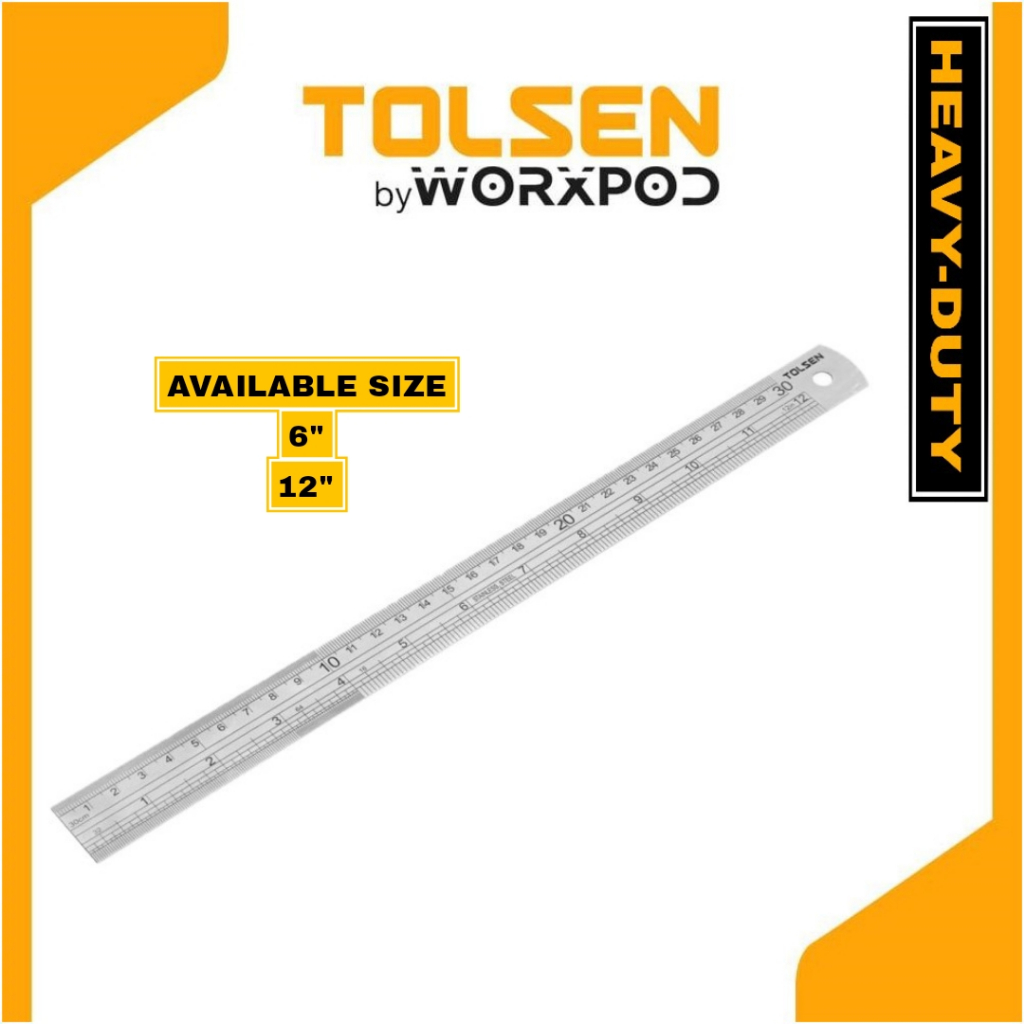 TOLSEN Stainless Steel Ruler w/ Conversion Chart (6