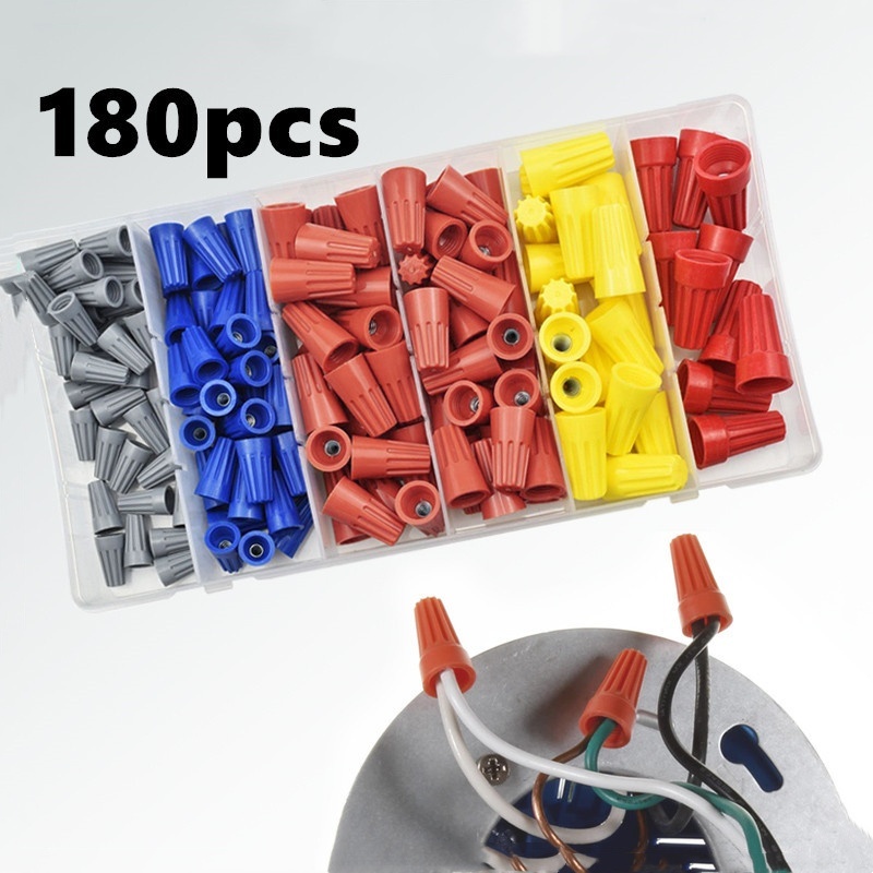 180pcs Spring Screw Type Wire Connector Rotating Closed Terminal Quick ...
