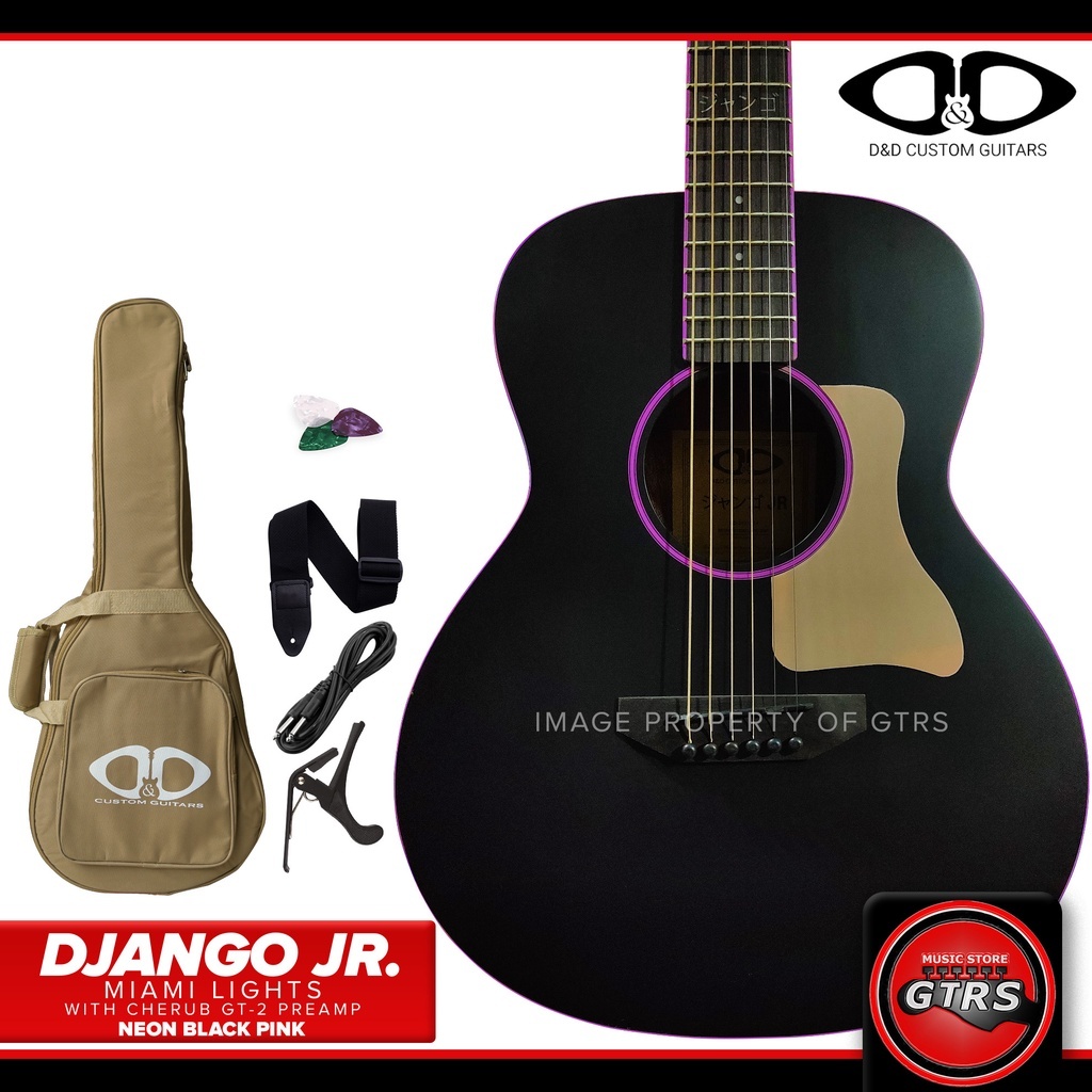 D&D Django Jr. Tokyo Edition - Miami Lights Neon Black Pink Acoustic ...