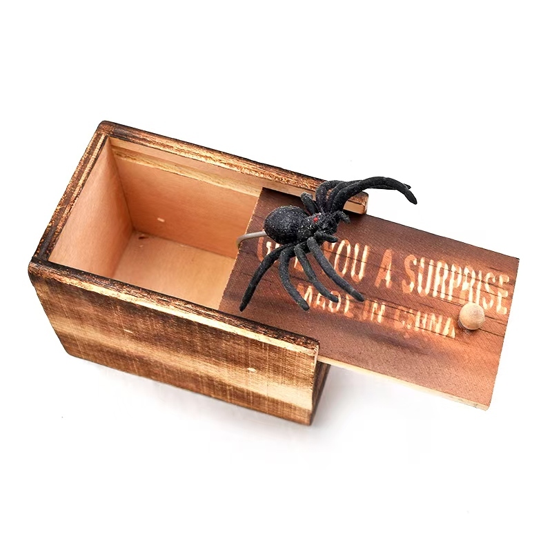 Spider Box Wooden Prank Spider Hidden In The Box Realistic Prank Toy ...