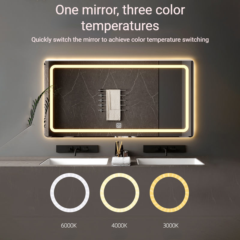 Bathroom Led Mirror Wall Mirror Vanity Mirror With 3-color Light Touch ...