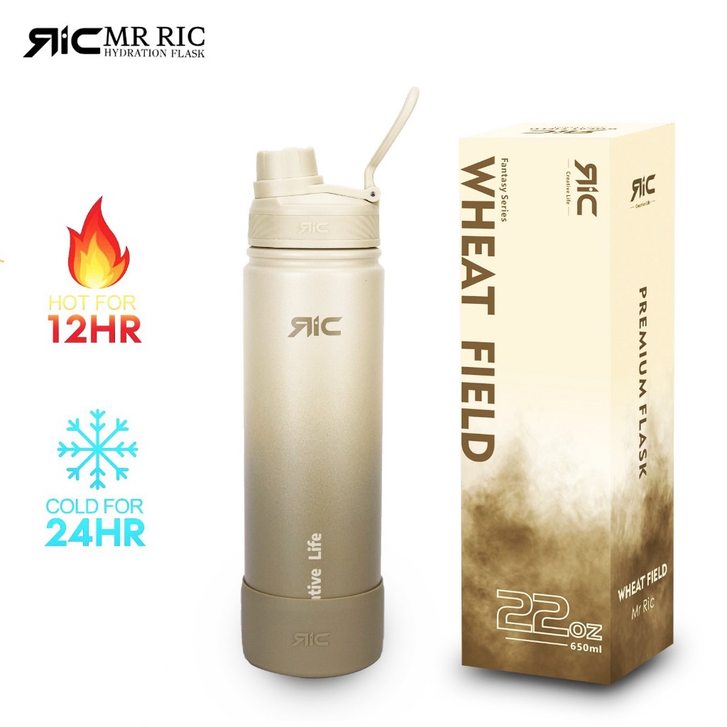 Mr Ric Hydration Flask w/ Free Silicone Boot Insulation Stainless Steel ...