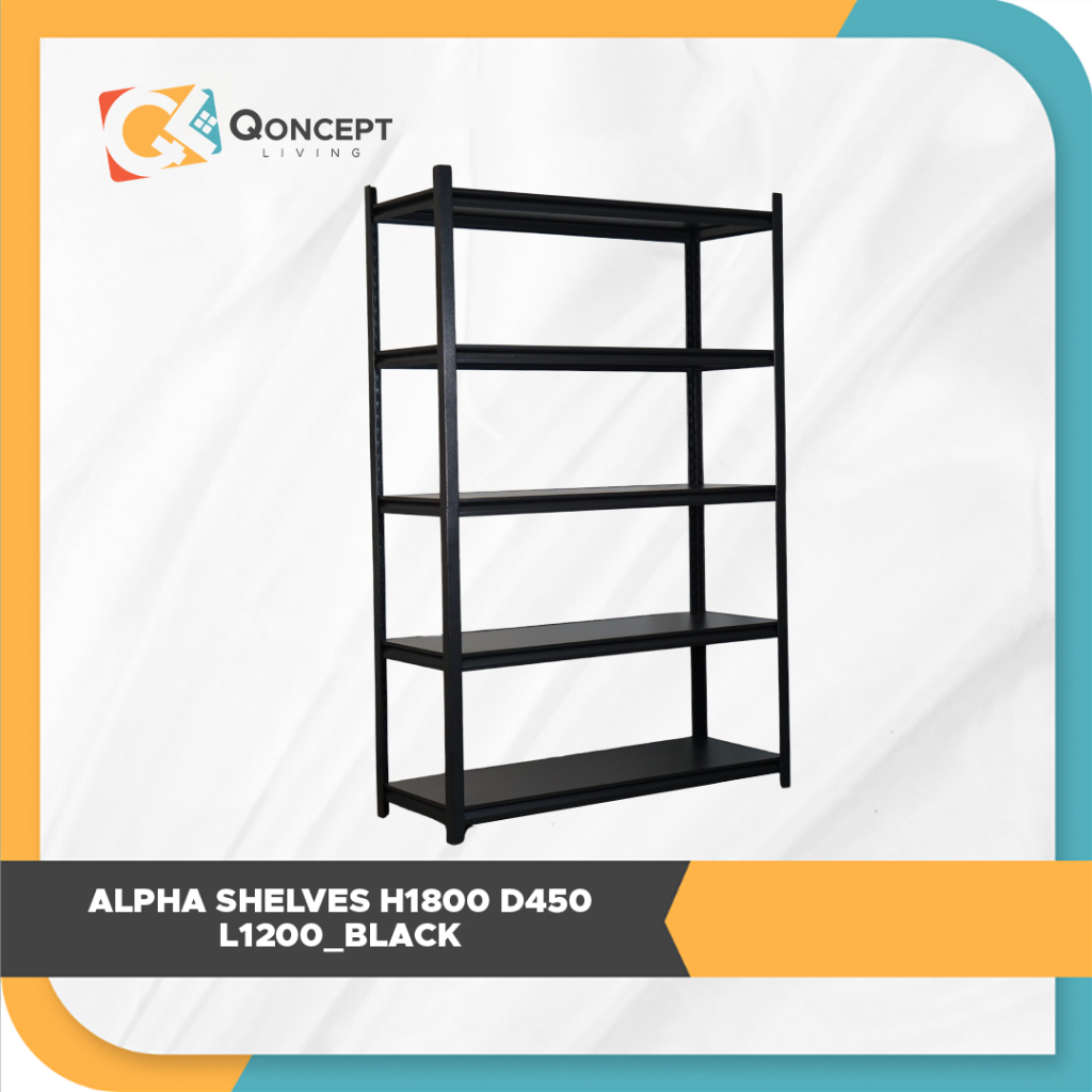 Qoncept Living Alpha Shelves H1800 D450 L1200 (Black) | Shopee Philippines