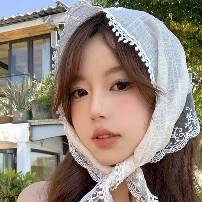 Women Lace Triangle Headscarf Hairband Fashion Turban Head Kerchief ...