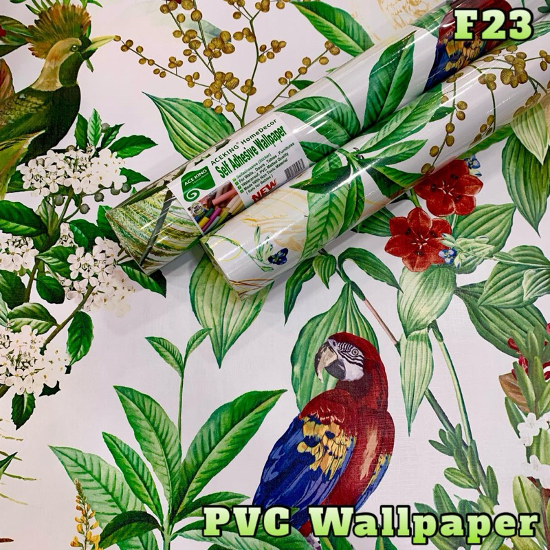 F23 Floral Tropical Birds Design Wall Sticker PVC Self Adhesive ...