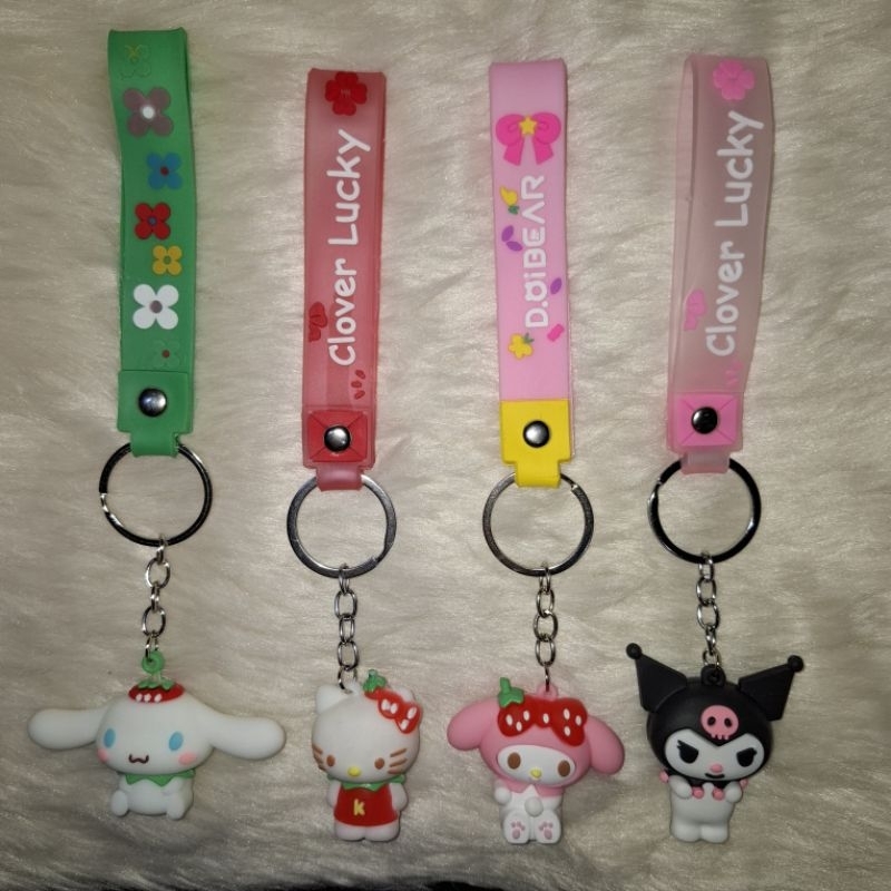 Porte-clés Hello Kitty Sanrio 2024 - Tête En Caoutchouc Avec Noeud Rose (Neuf)