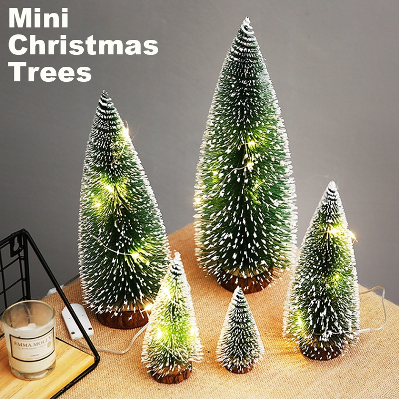 Mini Christmas Tree Tabletop Decorations Xmas Tree Ornaments With LED ...