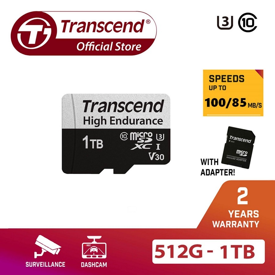 Transcend 512GB/1TB Dashcams And Surveillance High Endurance MicroSDXC ...
