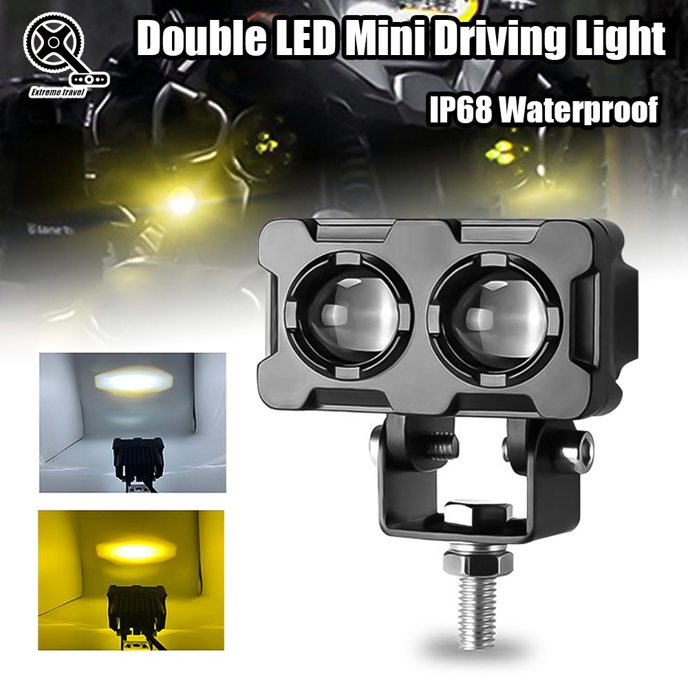 COD Double LED Mini Driving Light Fog Light Dual Color YELLOW-WHITE ...