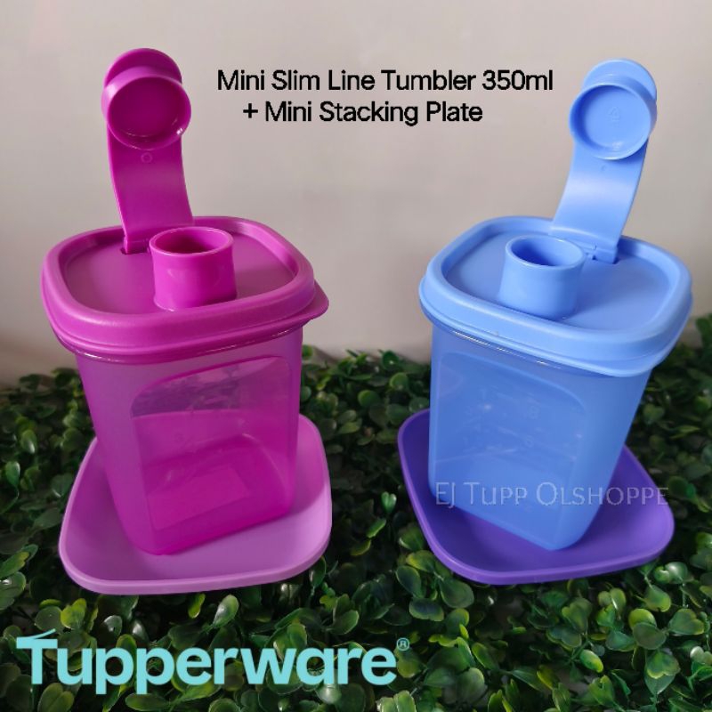 Tupperware Slim Line Tumbler 350ml + Mini Stacking Plate Set | Shopee ...