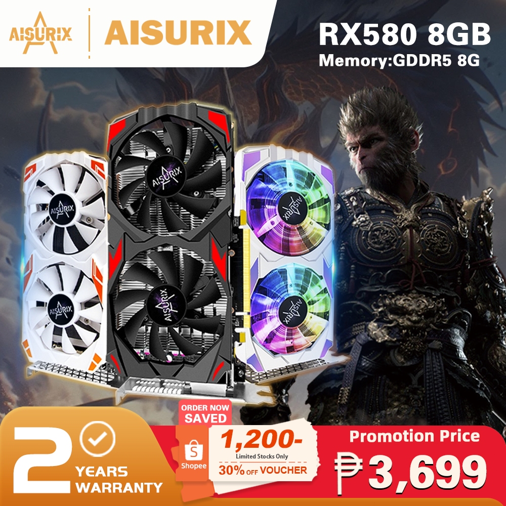 AISURIX Graphics Card RX 580 8GB Gaming Black Myth Wukong GDDR5 256Bit ...